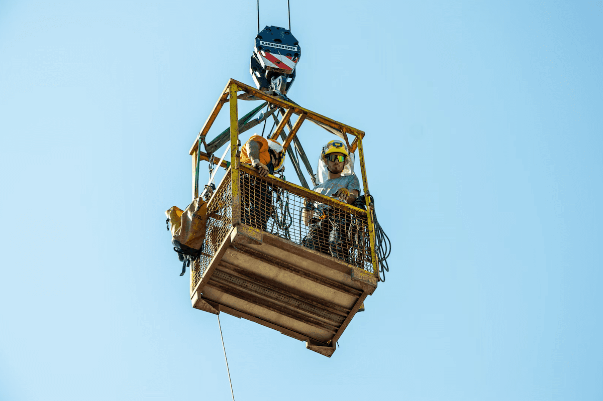 Ropacs in the field working at heights with a crane